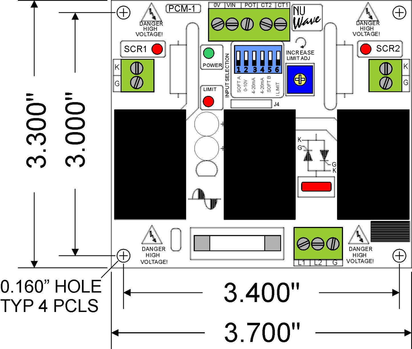 SCR Driver Board Dimensions